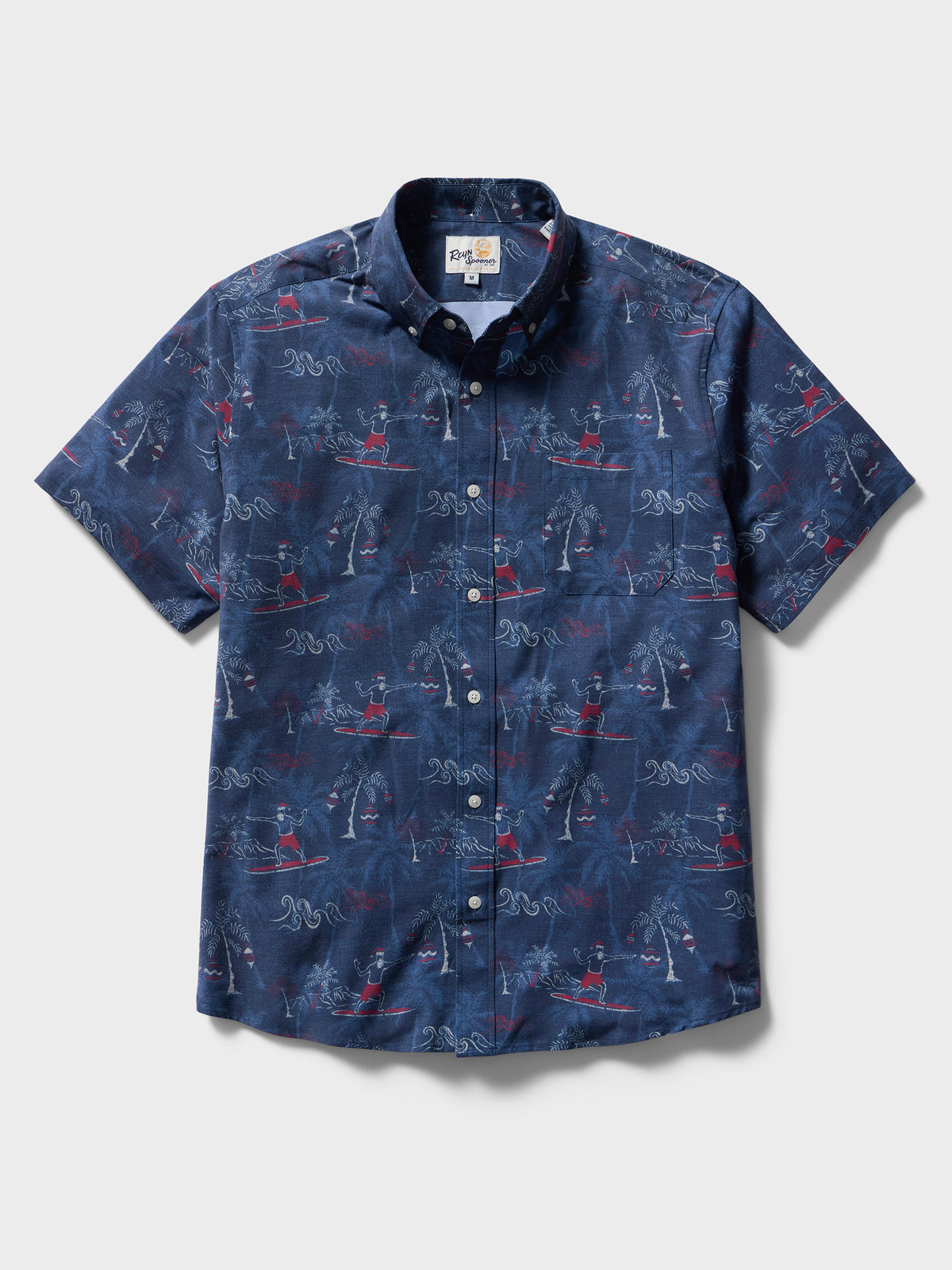 Reyn Spooner SURFIN' SANTA PERFORMANCE ALOHA SHIRT in NAVY