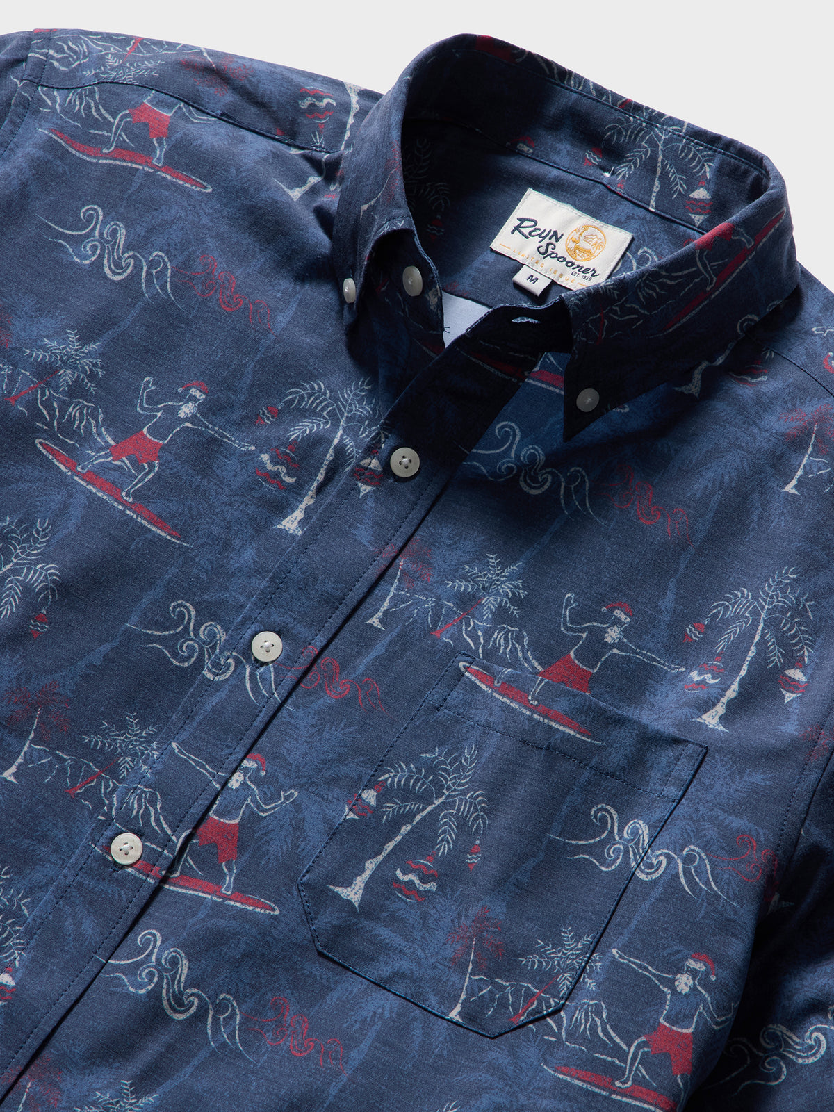 Reyn Spooner SURFIN' SANTA PERFORMANCE ALOHA SHIRT in NAVY