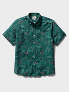 Reyn Spooner SURFIN' SANTA PERFORMANCE ALOHA SHIRT in PINE