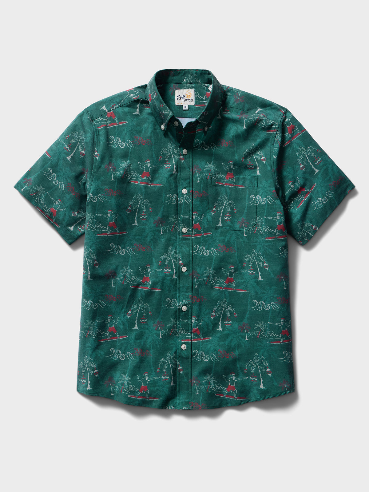 Reyn Spooner SURFIN' SANTA PERFORMANCE ALOHA SHIRT in PINE