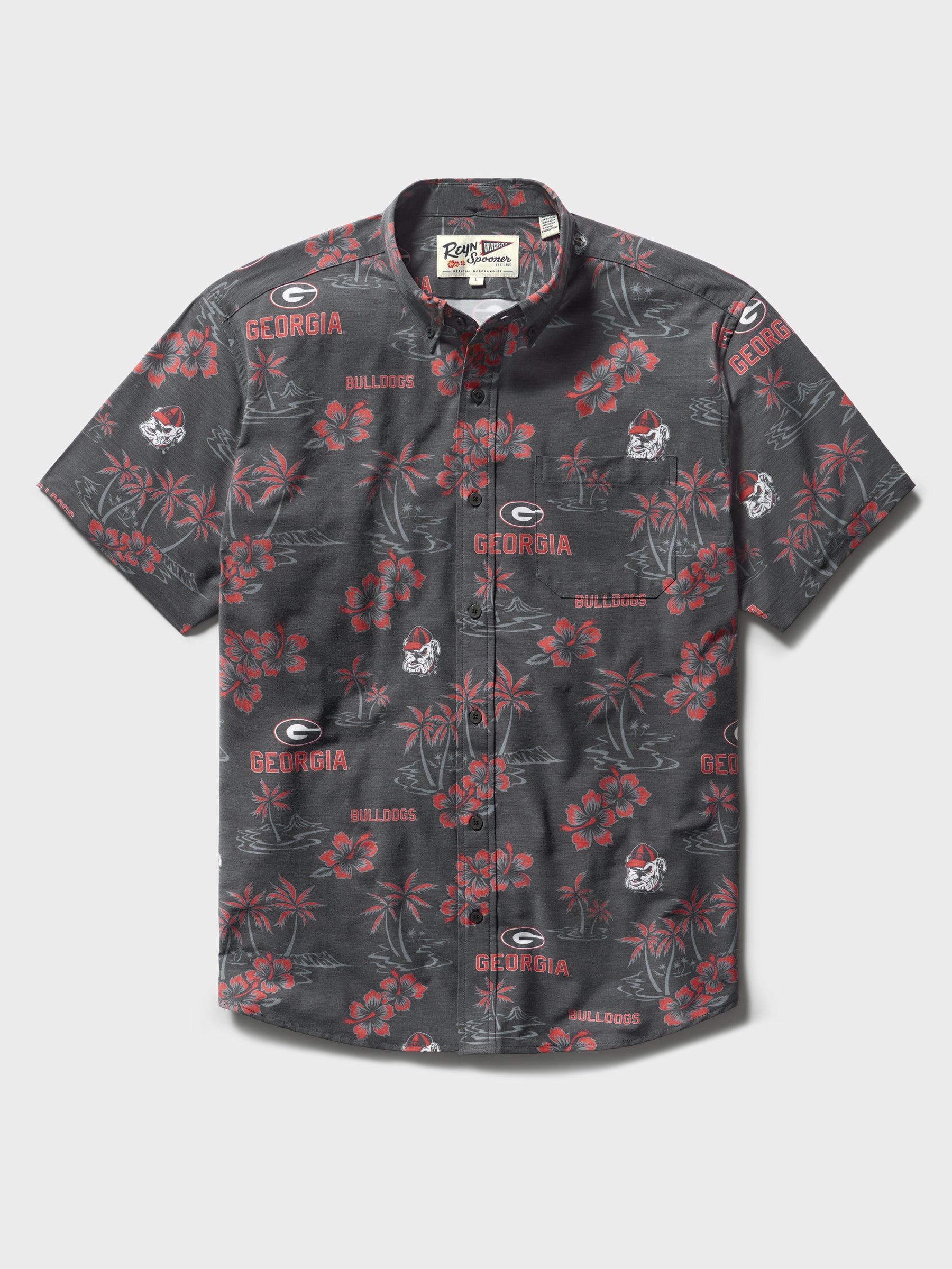 Reyn Spooner UNIVERSITY OF GEORGIA KEKAI PERFORMANCE ALOHA SHIRT in BLACK