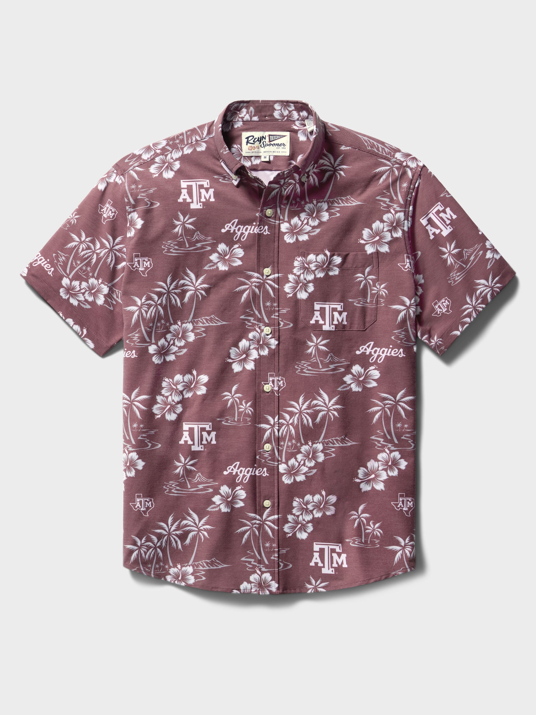 Reyn Spooner TEXAS A&M UNIVERSITY KEKAI PERFORMANCE ALOHA SHIRT in MAROON
