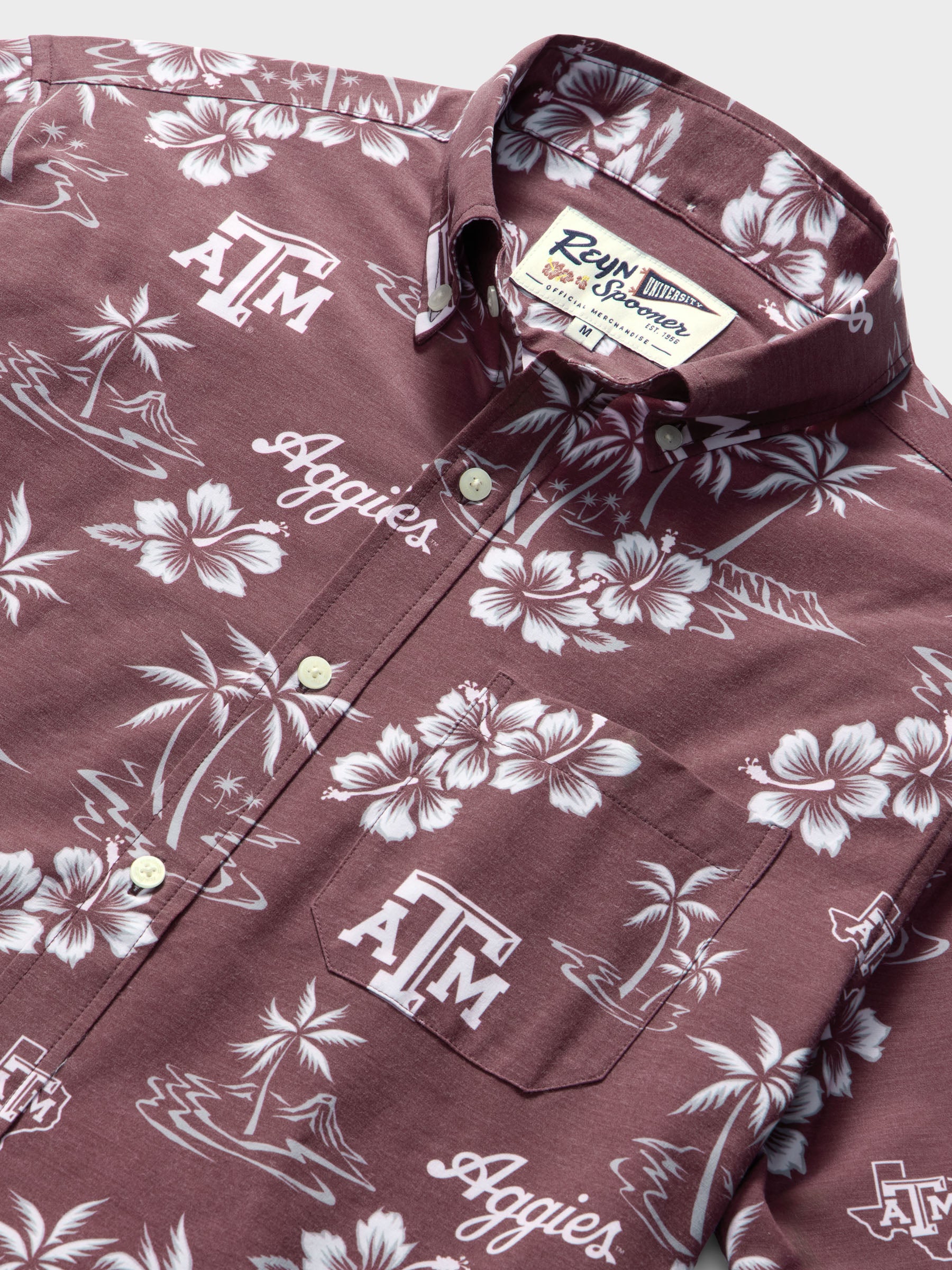 Reyn Spooner TEXAS A&M UNIVERSITY KEKAI PERFORMANCE ALOHA SHIRT in MAROON