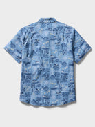 Reyn Spooner TAPA MONTAGE PERFORMANCE BUTTON FRONT in BLUE