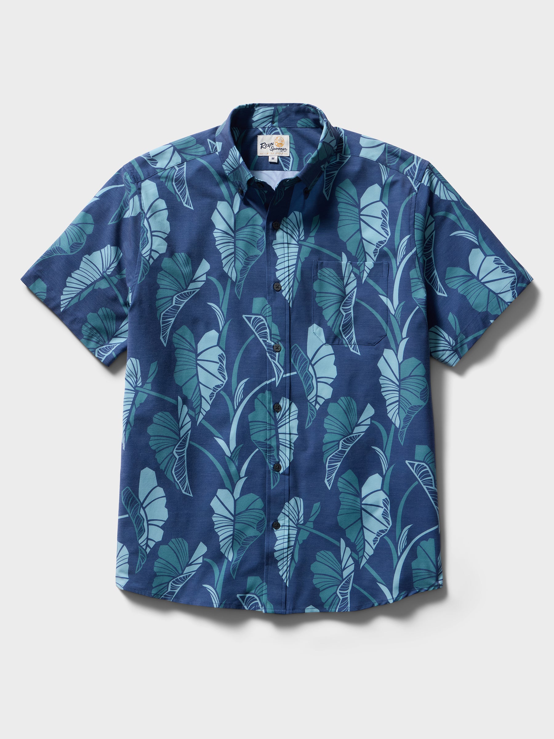 Reyn Spooner TRAILING TARO PERFORMANCE BUTTON FRONT in NAVY