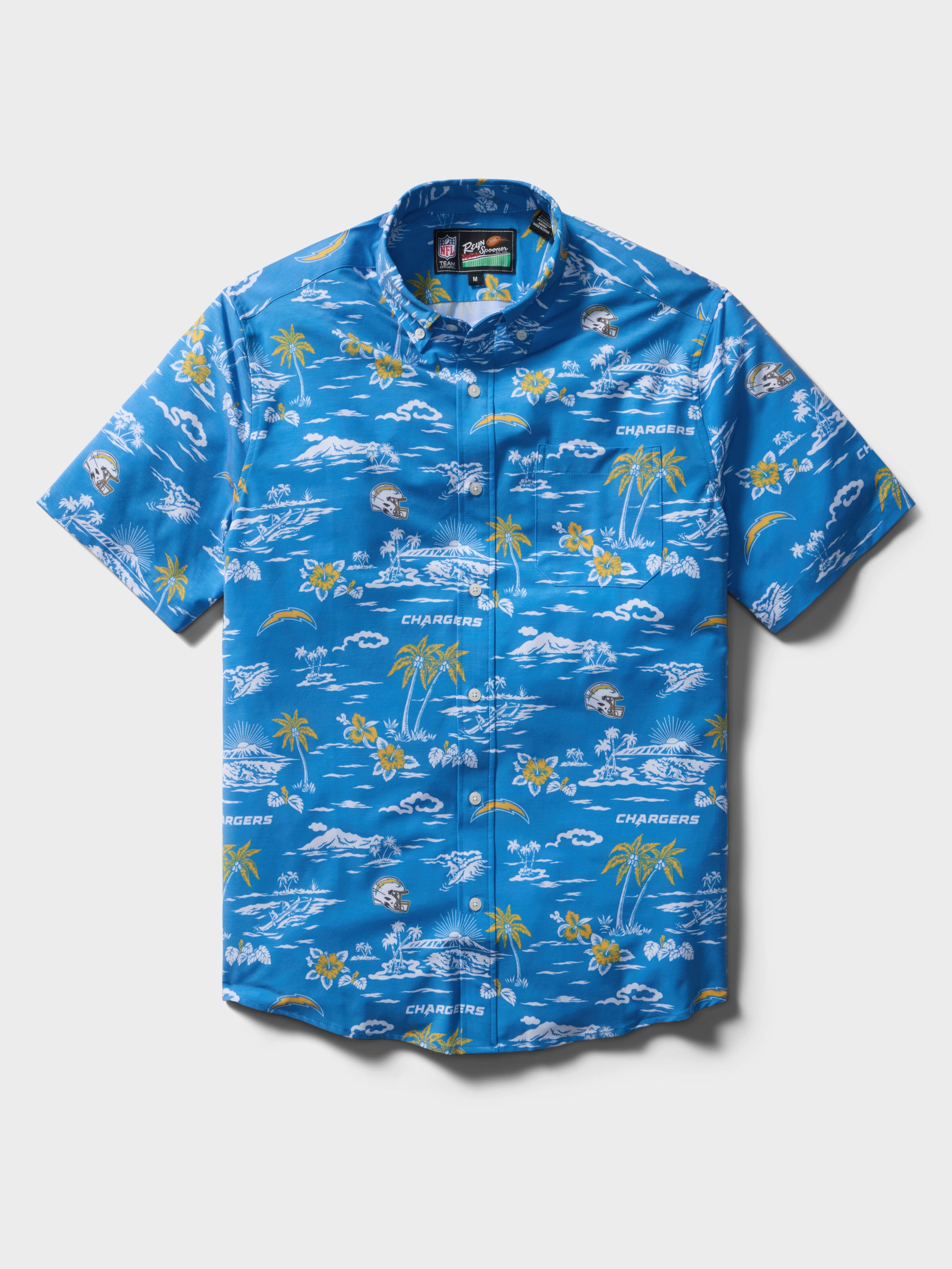 Reyn Spooner LOS ANGELES CHARGERS GAME DAY PERFORMANCE ALOHA SHIRT in POWDER BLUE