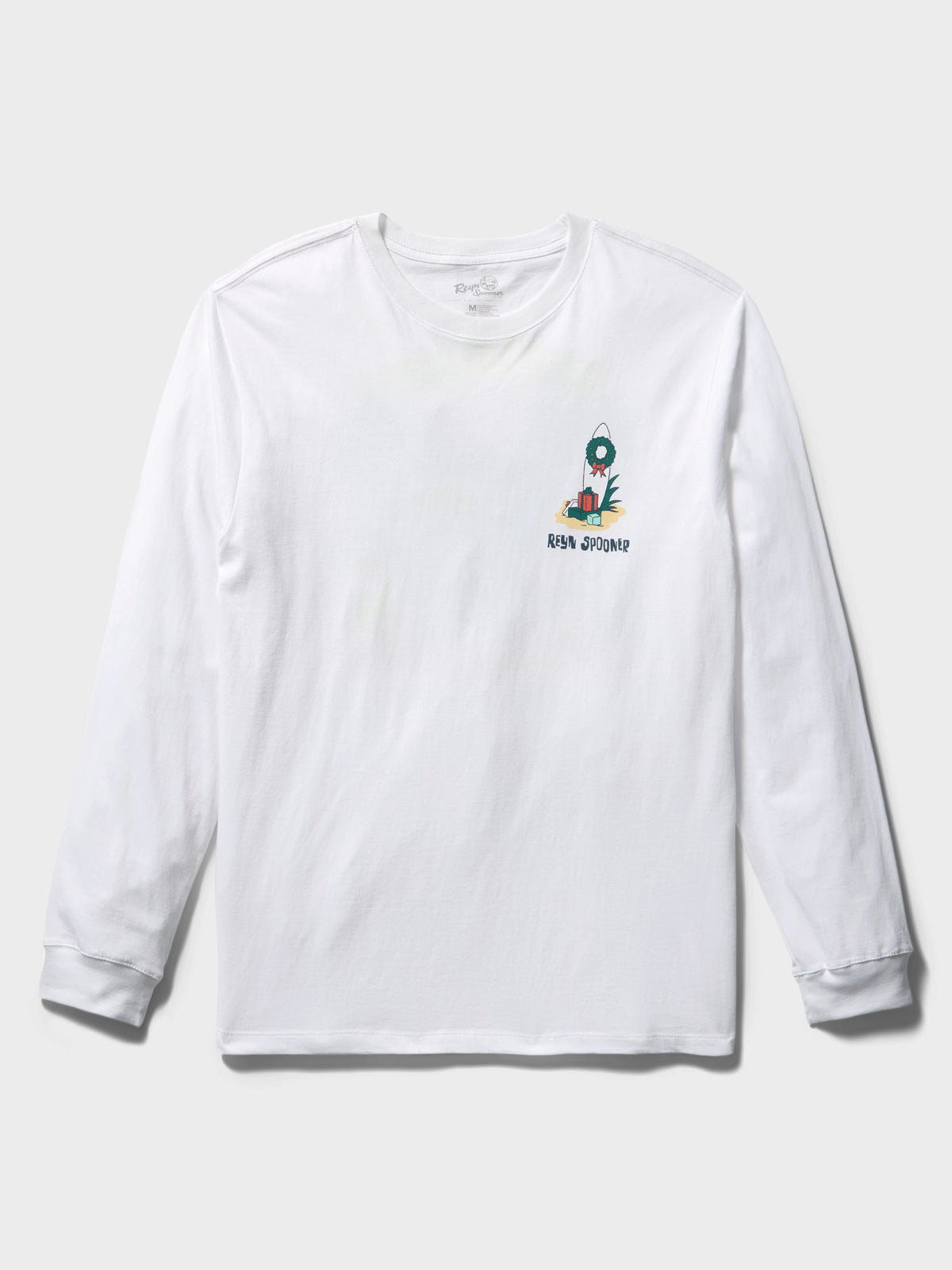 Reyn Spooner SANTA'S ISLAND SHACK LONG SLEEVE GRAPHIC TEE in WHITE