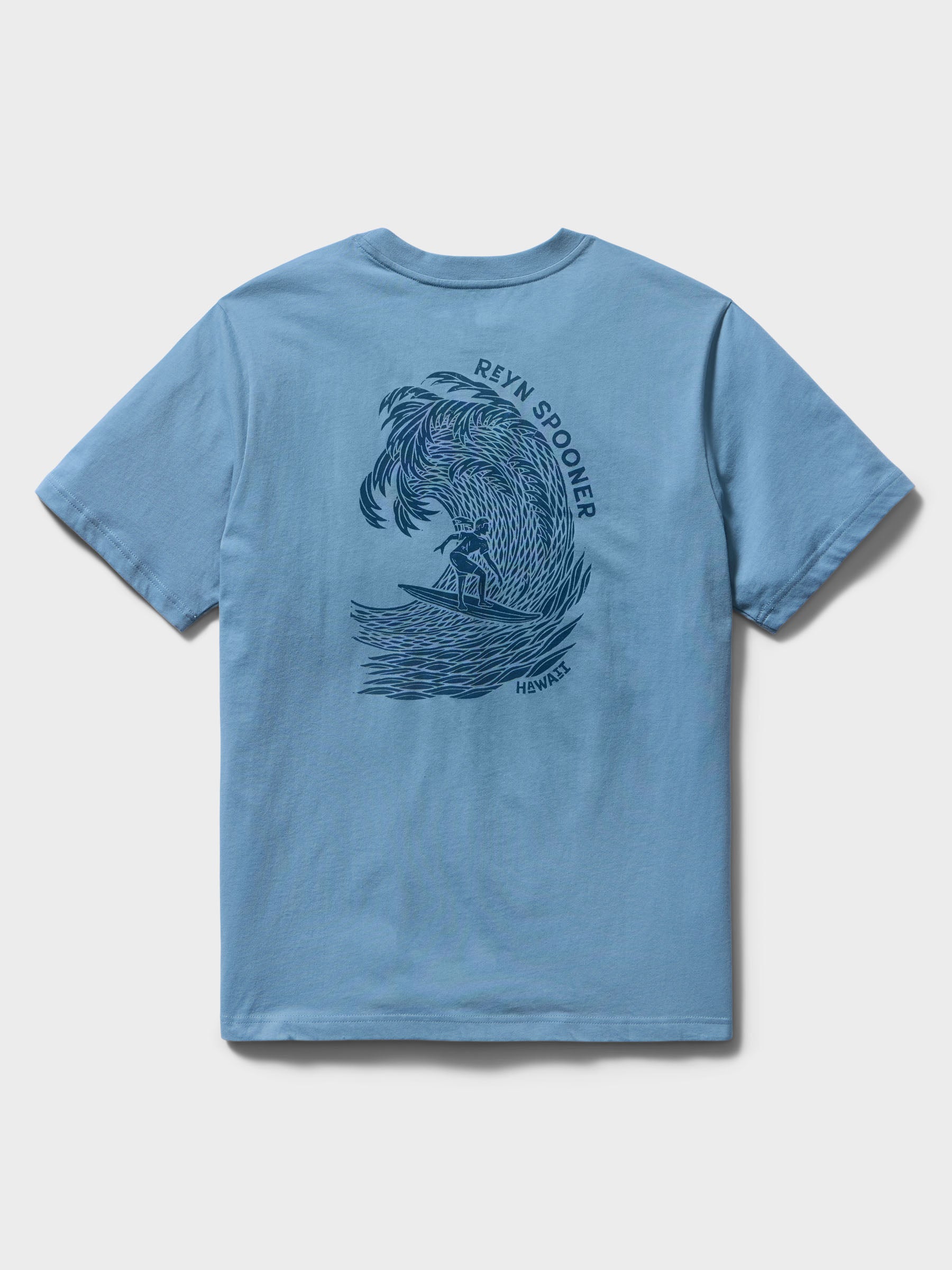 Reyn Spooner INTO THE CURL GRAPHIC TEE in DUSTY BLUE
