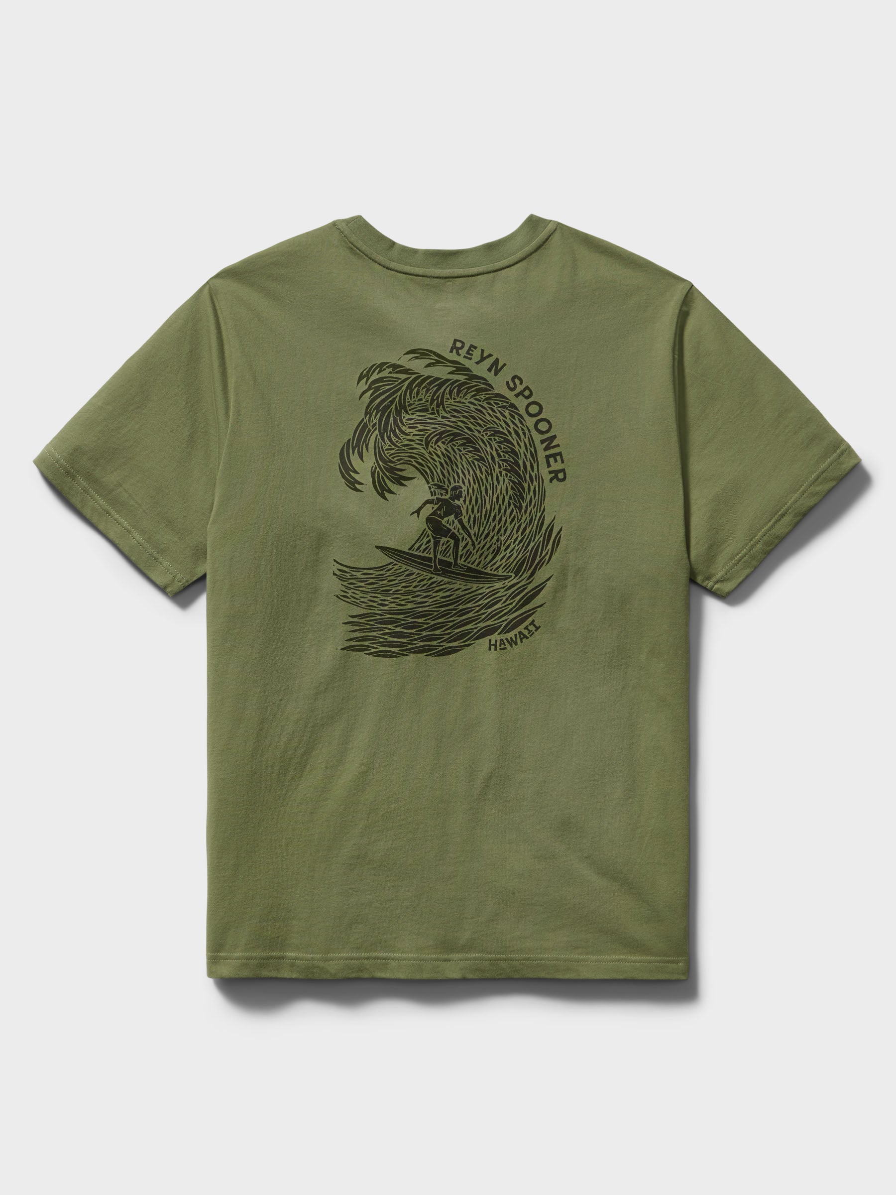 Reyn Spooner INTO THE CURL GRAPHIC TEE in OLIVE