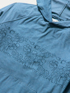 Reyn Spooner MONSTERA INK PERFORMANCE HOODIE in MID BLUE
