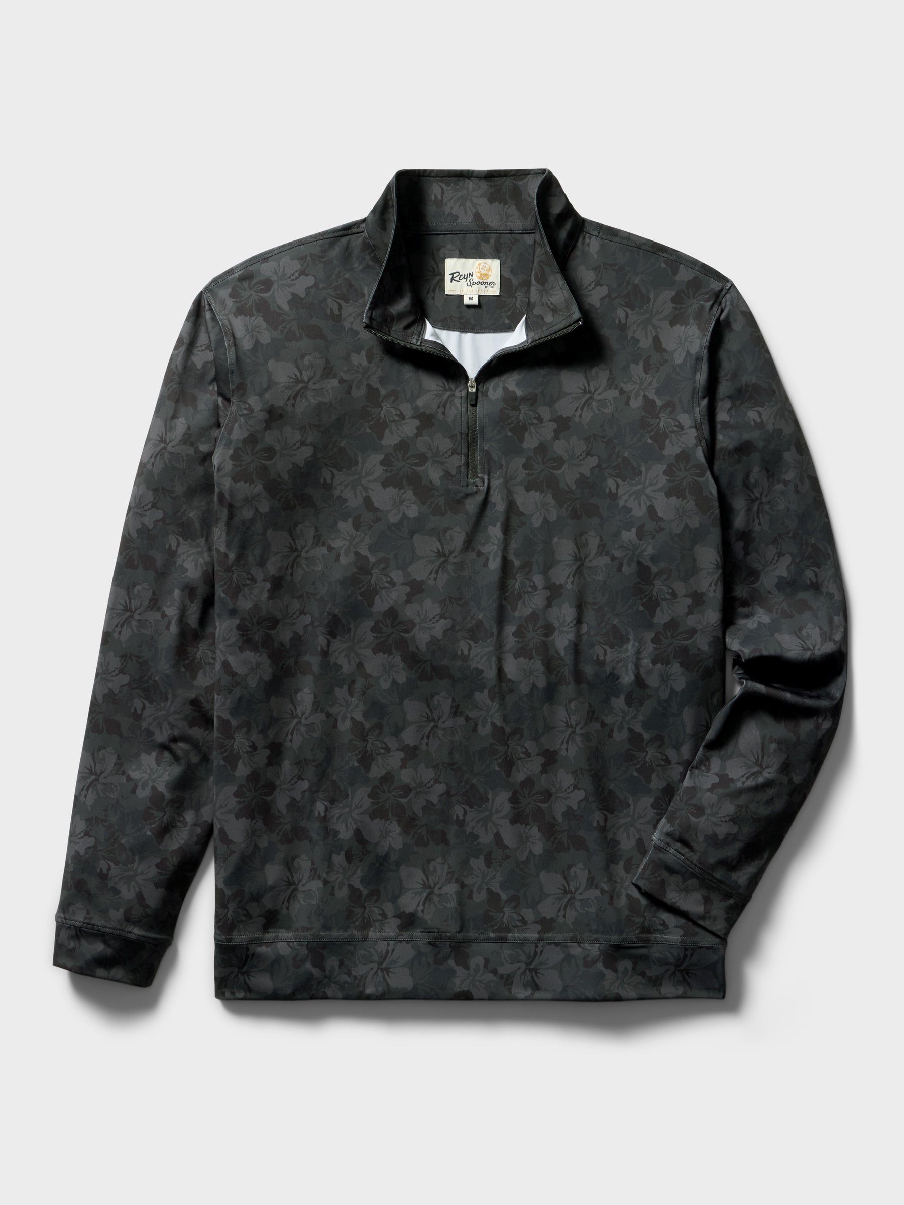 Reyn Spooner HIBISCUS CAMO PERFORMANCE QUARTER ZIP in CHARCOAL