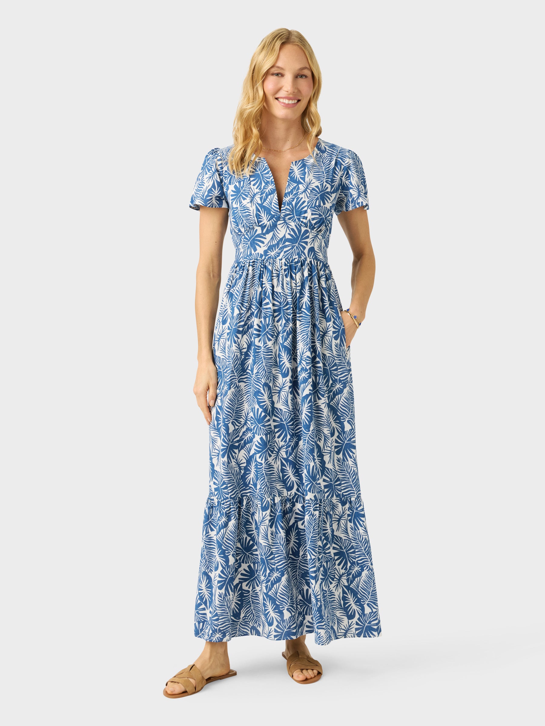 Reyn Spooner MIDNIGHT MONSTERA CAMERON DRESS in NAVY