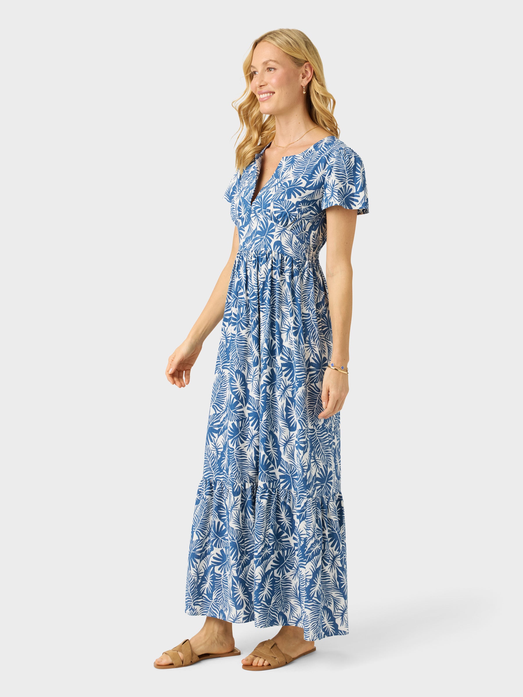 Reyn Spooner MIDNIGHT MONSTERA CAMERON DRESS in NAVY