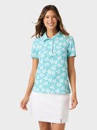 Reyn Spooner MONSTERA SWIRL AVA PERFORMANCE POLO in AQUA