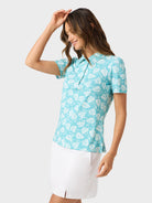 Reyn Spooner MONSTERA SWIRL AVA PERFORMANCE POLO in AQUA