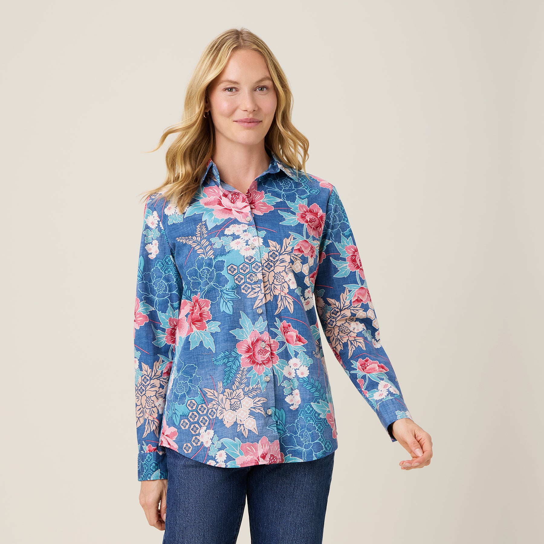 Reyn Spooner MOONLIGHT GARDEN ASTRID TOP in INSIGNIA BLUE
