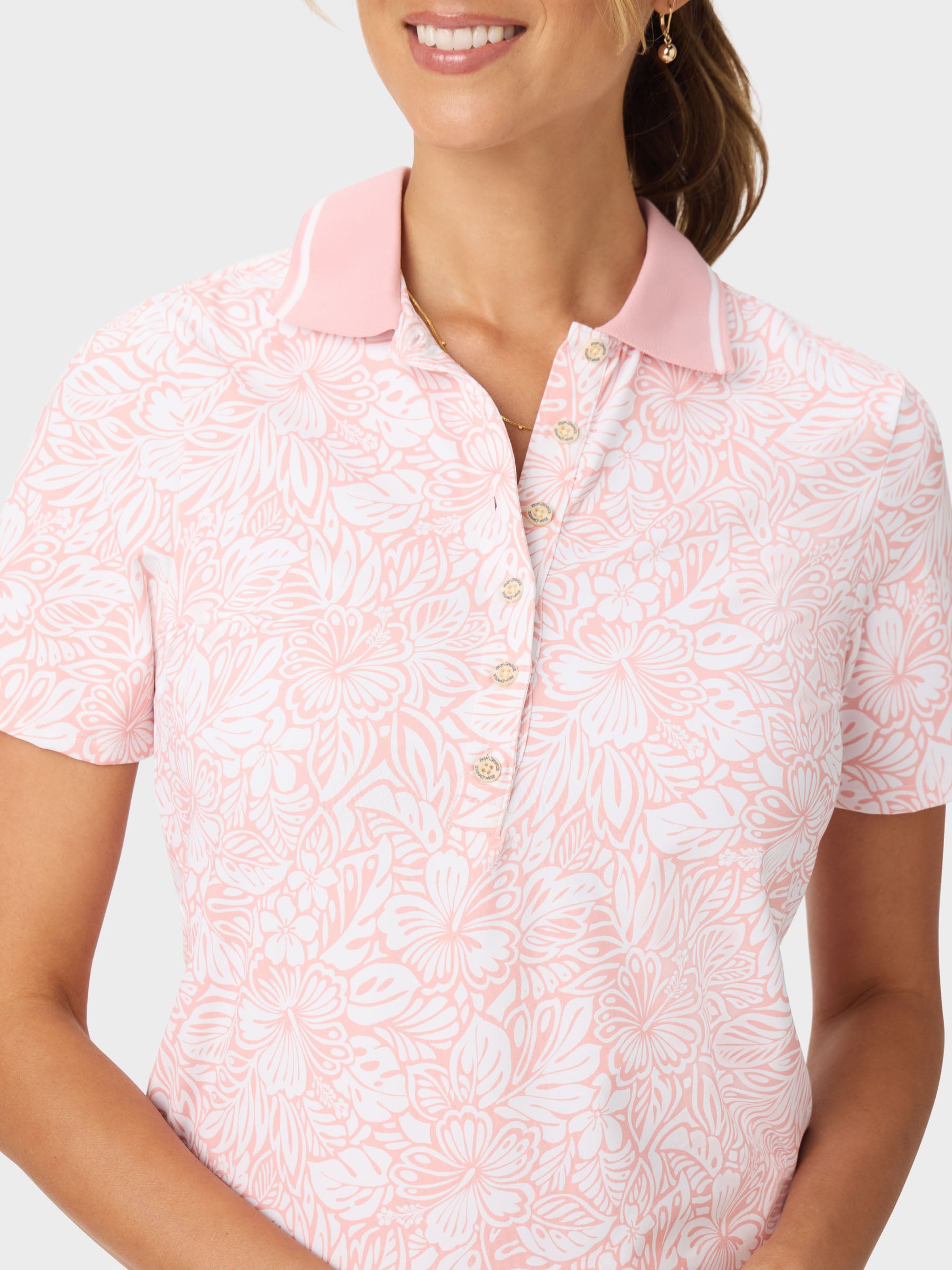 Reyn Spooner NAHELE PUA AVA PERFORMANCE POLO in PINK