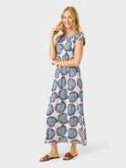 Reyn Spooner NAUTILUS SWIRL ROSY DRESS in OFF WHITE