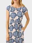 Reyn Spooner NAUTILUS SWIRL ROSY DRESS in OFF WHITE