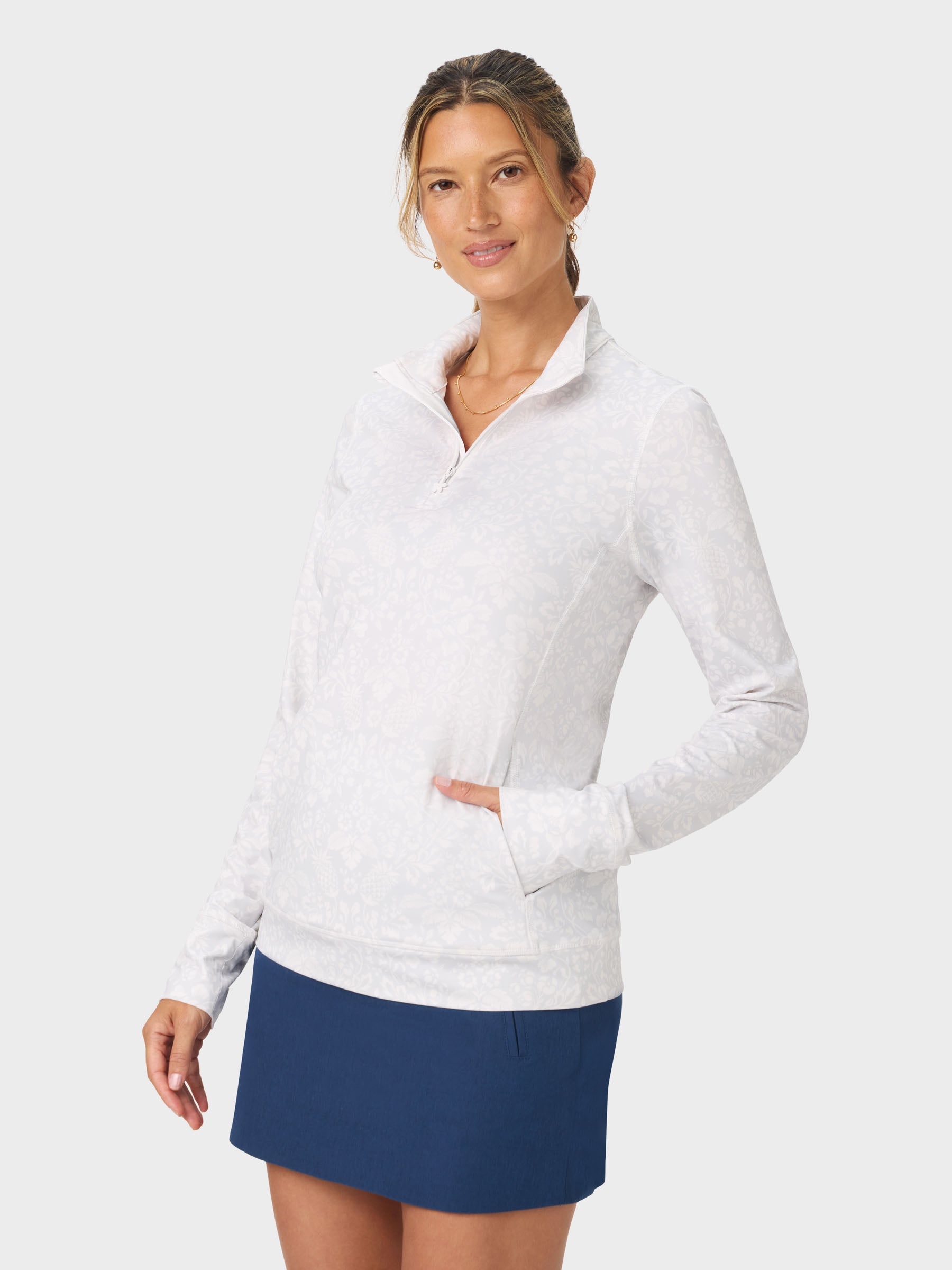 Reyn Spooner O'AHU HARVEST EMERSON QUARTER ZIP in GREY