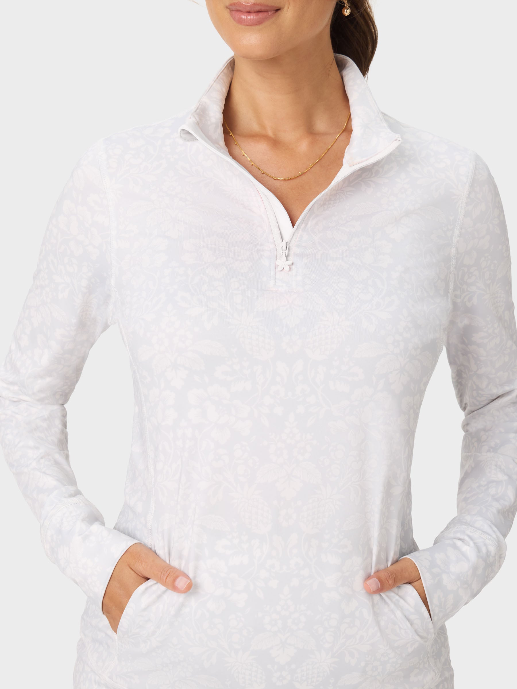 Reyn Spooner O'AHU HARVEST EMERSON QUARTER ZIP in GREY