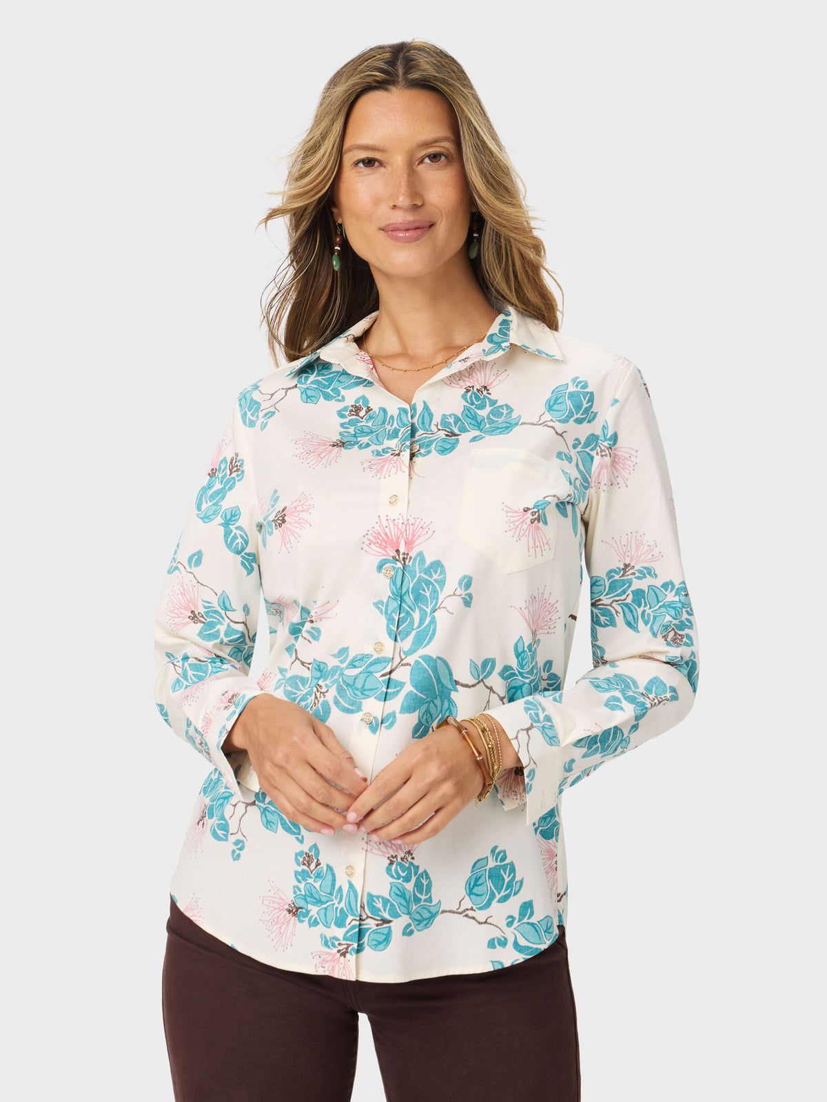 Reyn Spooner OHIA LEHUA ASTRID TOP in OFF WHITE