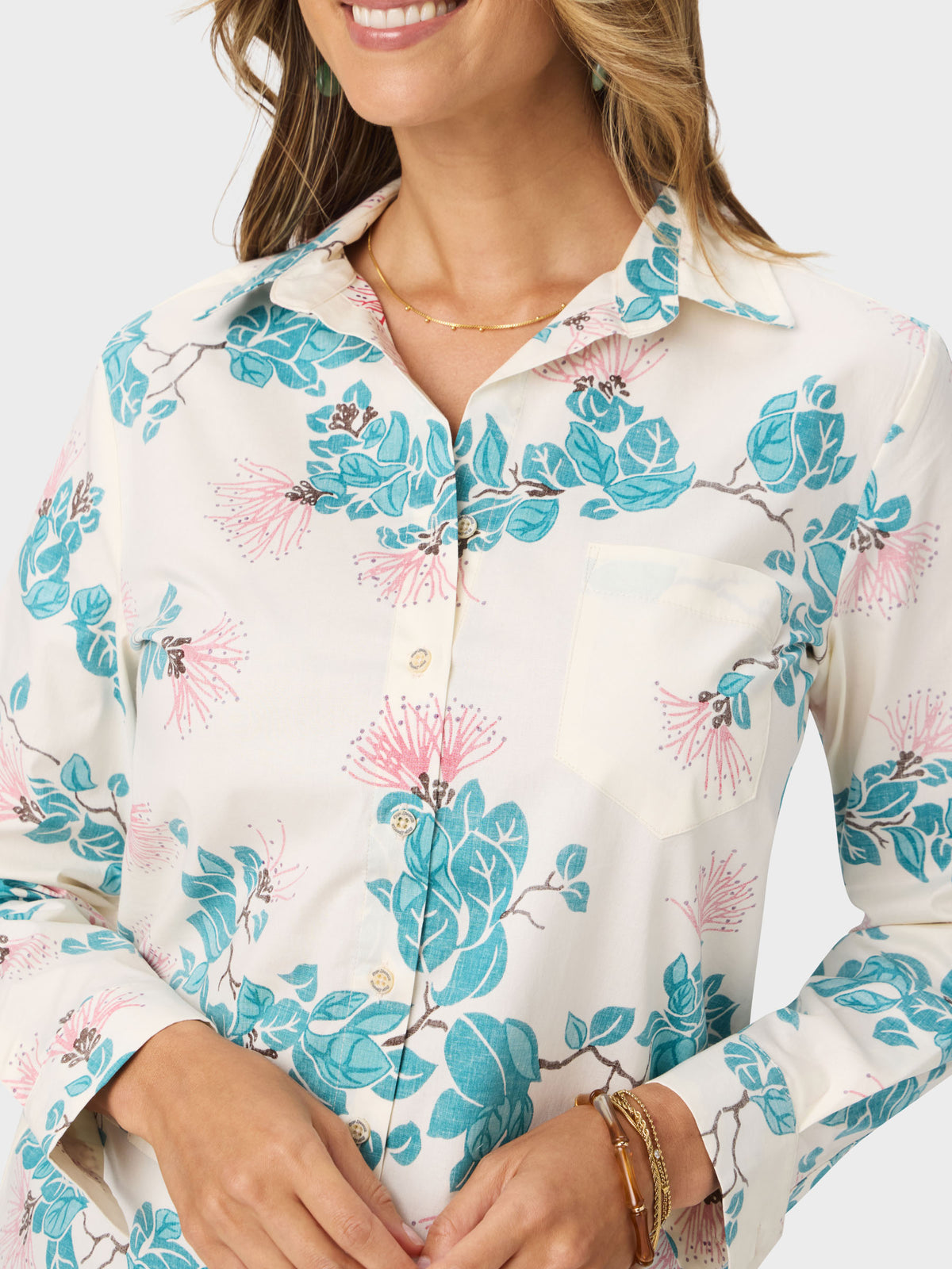 Reyn Spooner OHIA LEHUA ASTRID TOP in OFF WHITE