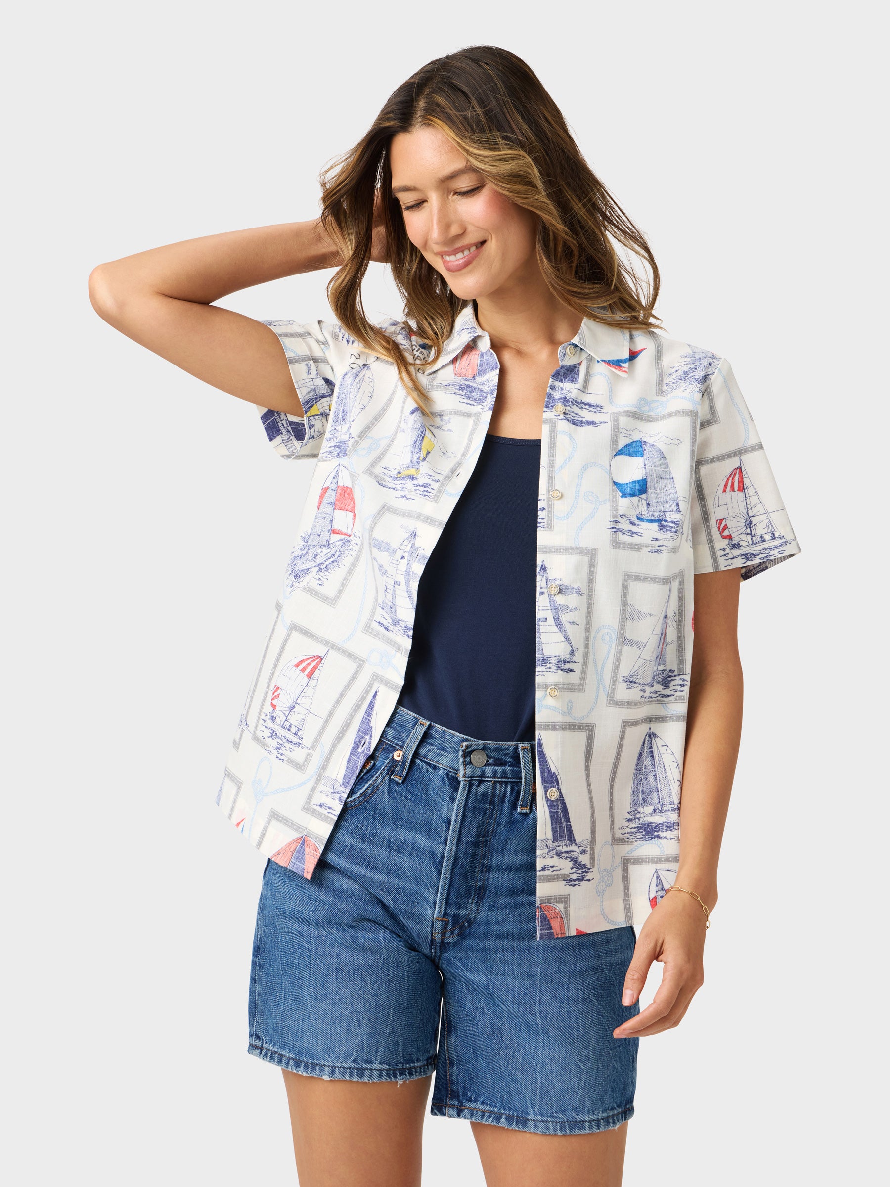 Reyn Spooner PACIFIC CUP 2026 ABBY TOP in IVORY