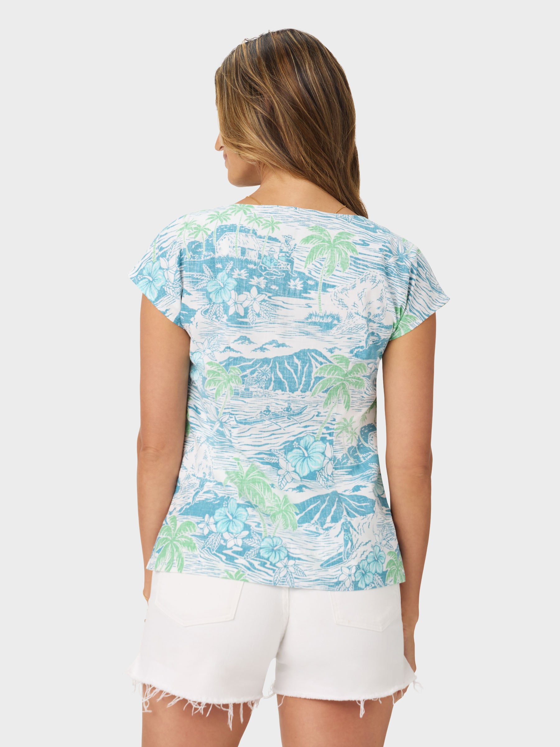 Reyn Spooner PARADISE FOUND PIPER TOP in ADRIATIC BLUE