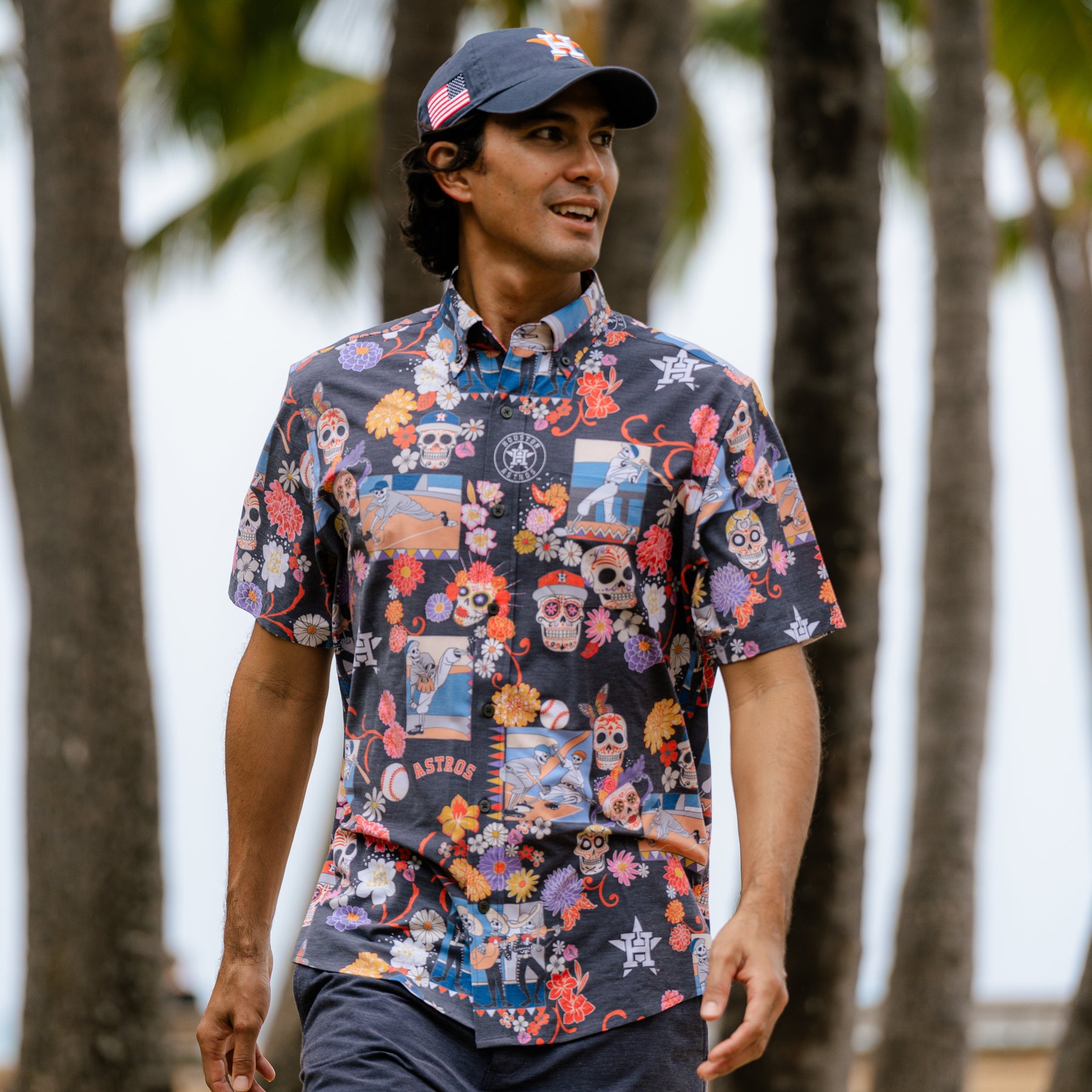 MLB® HOUSTON ASTROS DÍA DE LOS MUERTOS PERFORMANCE ALOHA SHIRT