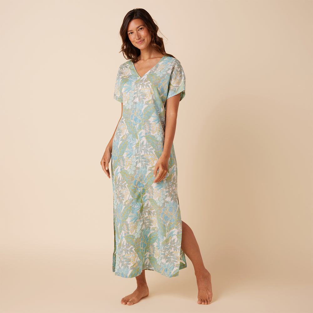 Reyn Spooner JUNGLE ESCAPE MAXI KAFTAN in OCEAN WAVE