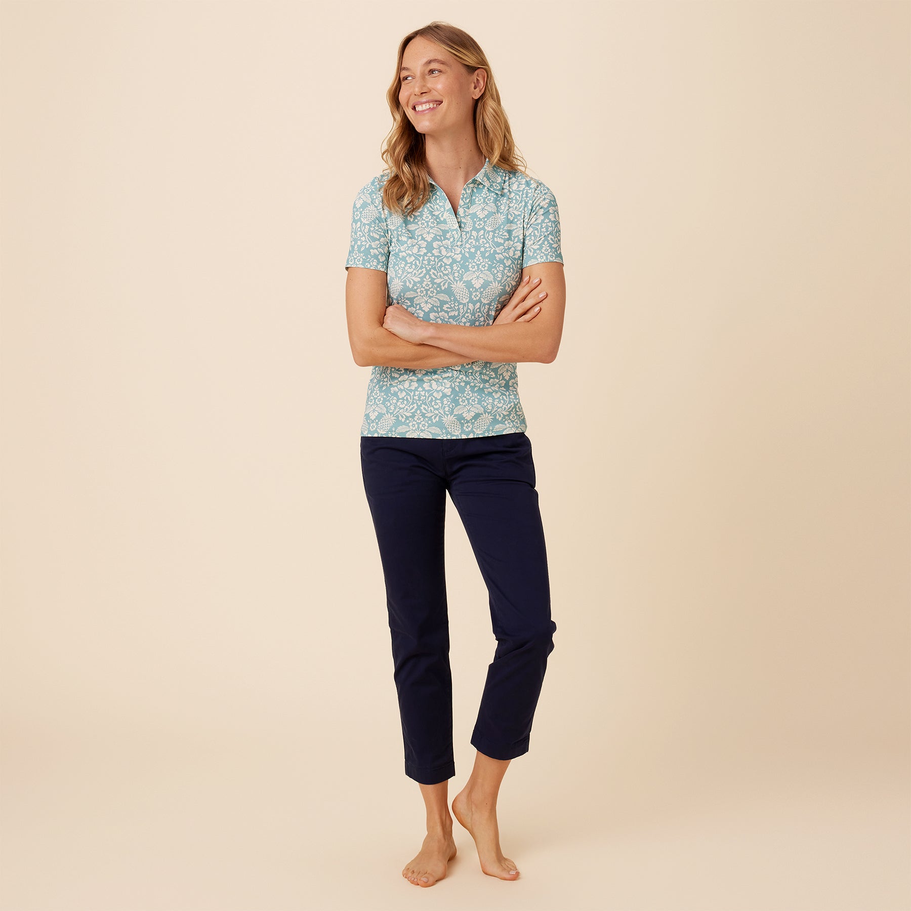Reyn Spooner OAHU HARVEST JOHNNY COLLAR POLO in DUSTY TURQUOISE
