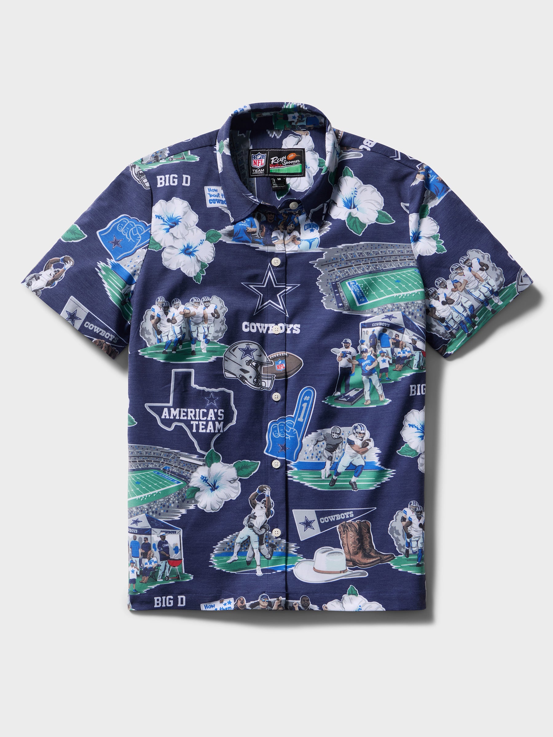 Reyn Spooner WOMEN'S DALLAS COWBOYS SCENIC PERFORMANCE ALOHA SHIRT in NAVY