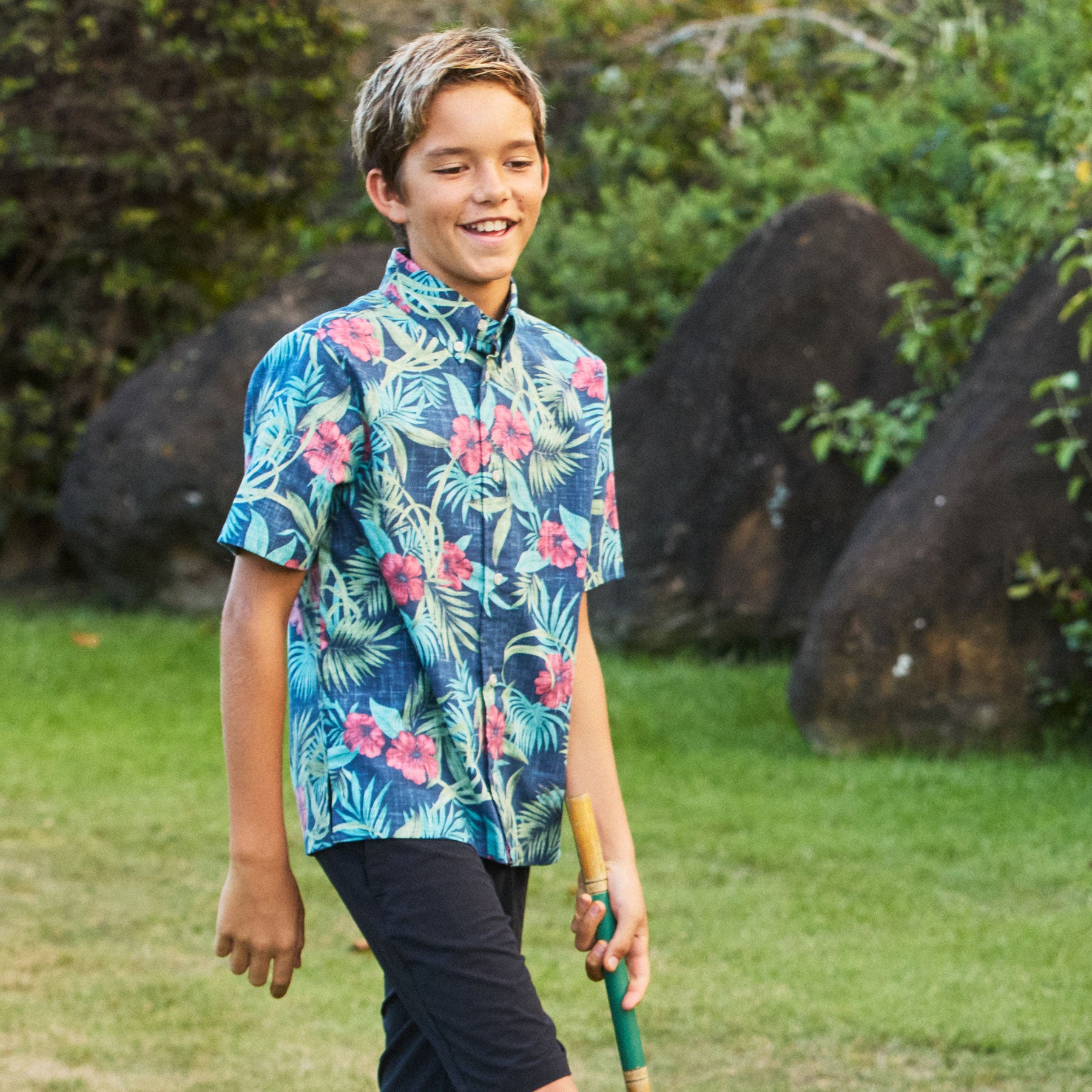 PALM FLORAL YOUTH SHIRT | Reyn Spooner
