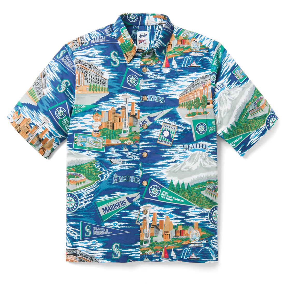 Men's Reyn Spooner Navy Seattle Mariners scenic Button-Up Shirt