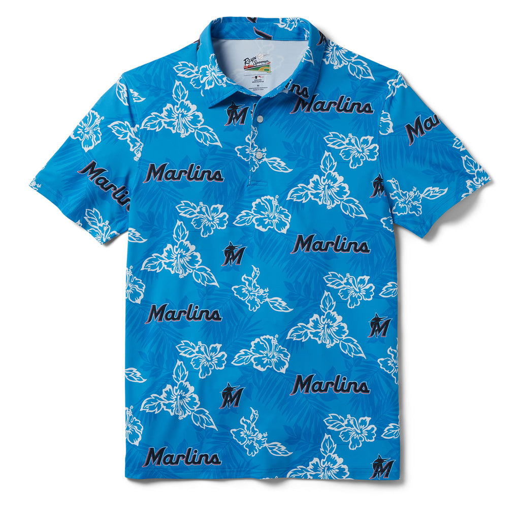 Reyn Spooner MIAMI MARLINS PUA PERFORMANCE POLO in TURQUOISE