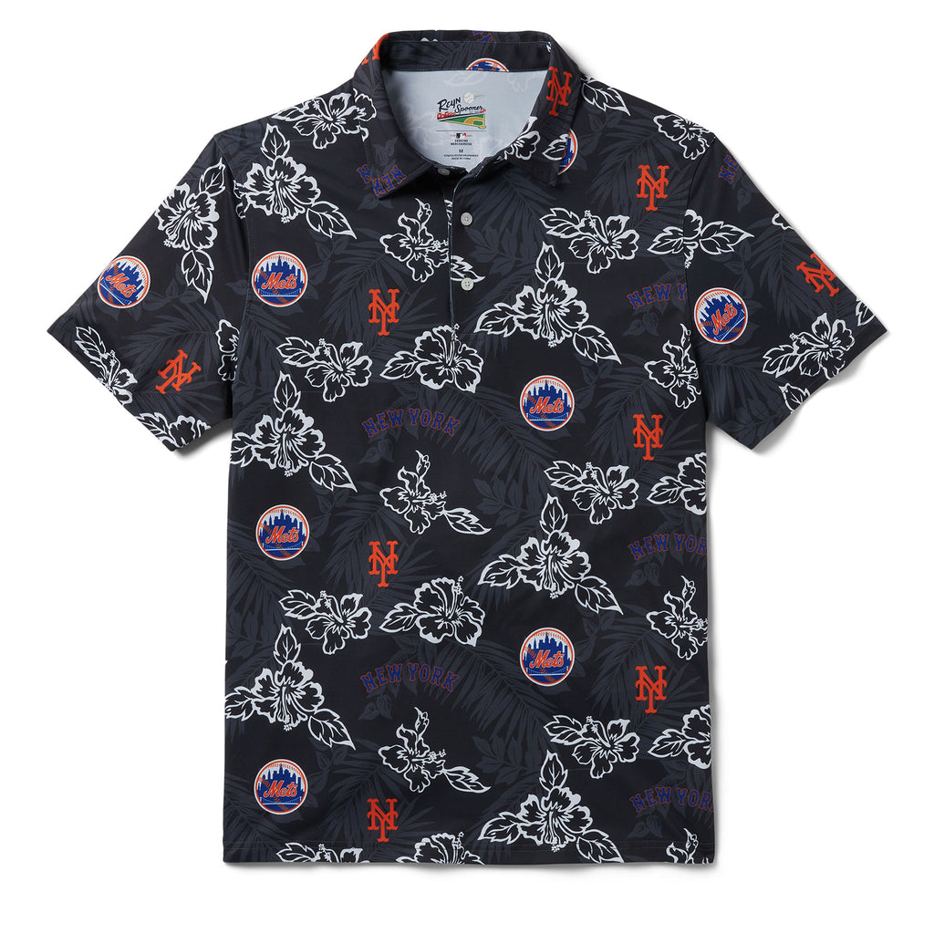 Reyn Spooner NEW YORK METS PUA PERFORMANCE POLO in BLACK