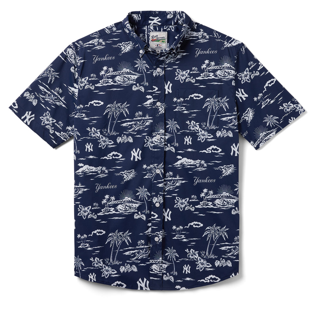 Men's Reyn Spooner Navy New York Yankees Kekai Performance Button-Up Shirt Size: Medium