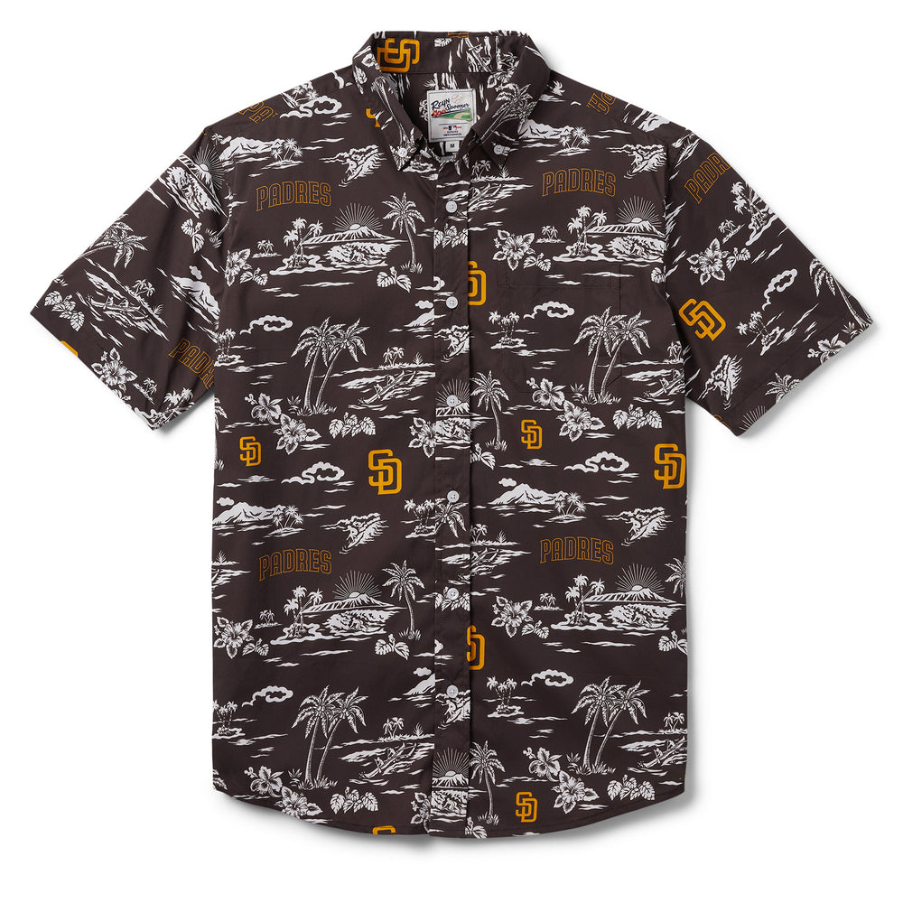 Reyn Spooner SAN DIEGO PADRES KEKAI PERFORMANCE BUTTON FRONT in BROWN