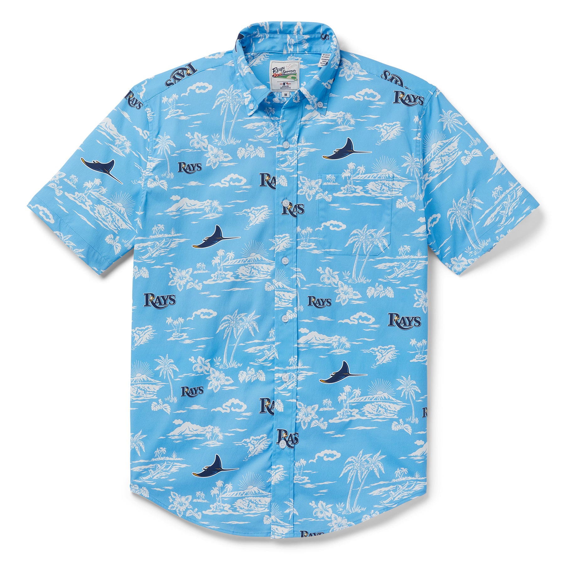 Men's Reyn Spooner Light Blue Tampa Bay Rays Kekai Performance Button-Up Shirt Size: Large