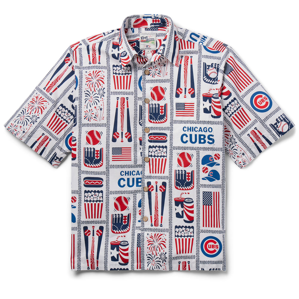 Men's Reyn Spooner White Chicago Cubs Americana Button-Up Shirt