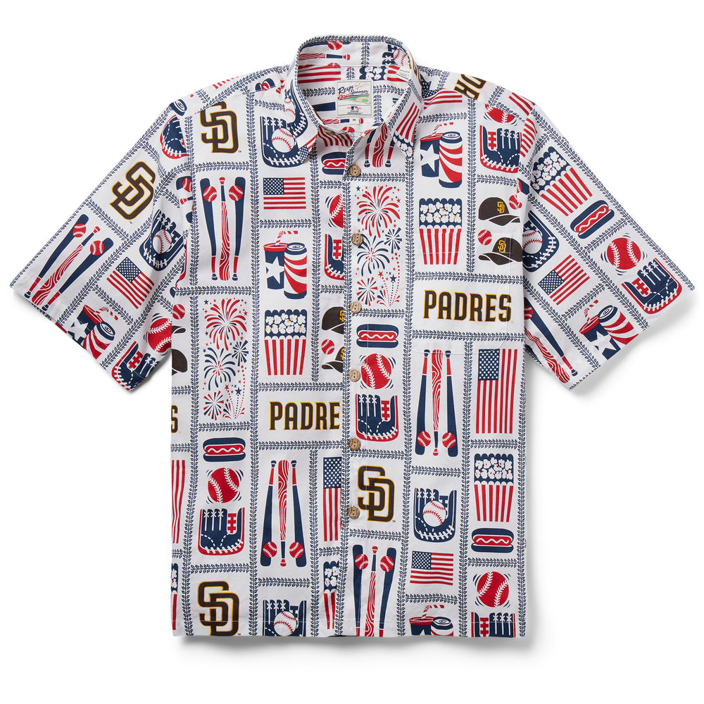 Men's Reyn Spooner White San Diego Padres Americana Button-Up Shirt Size: Small