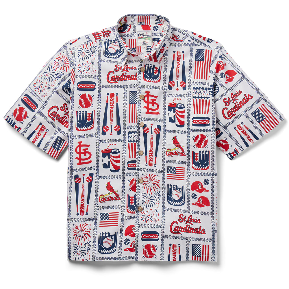 Men's Reyn Spooner White St. Louis Cardinals Americana Button-Up Shirt Size: Medium
