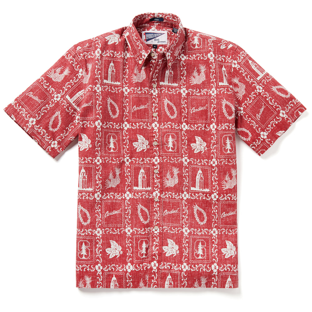 Reyn Spooner STANFORD UNIVERSITY BUTTON FRONT in CARDINAL RED