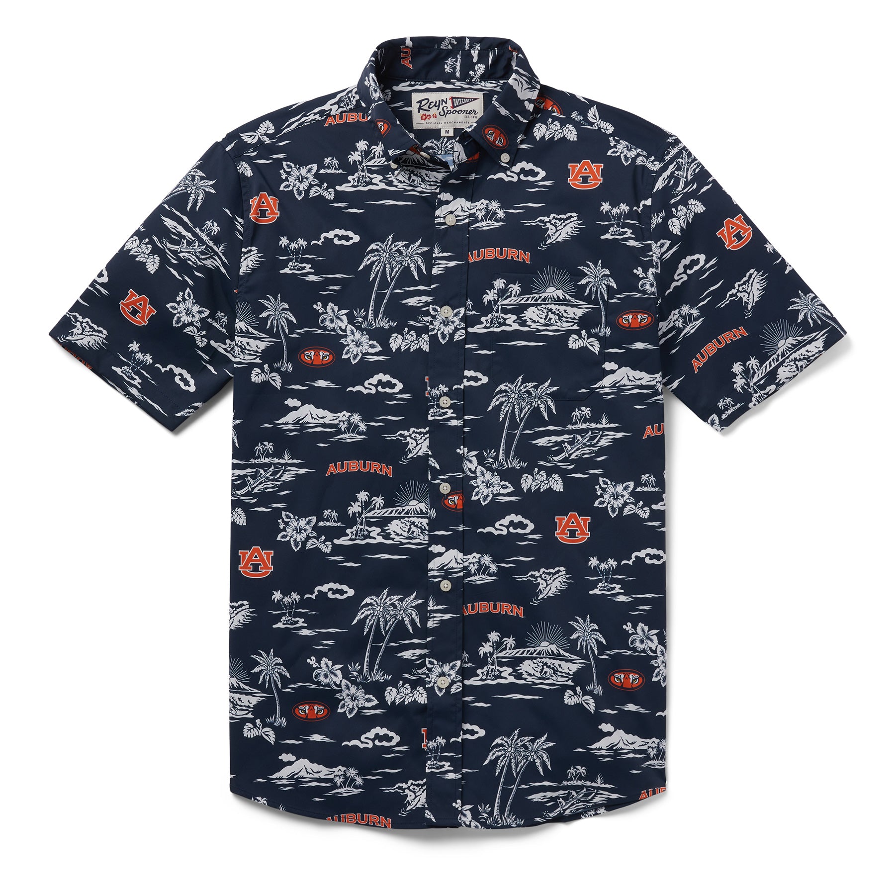 Reyn Spooner AUBURN UNIVERSITY KEKAI PERFORMANCE BUTTON FRONT in BLUE