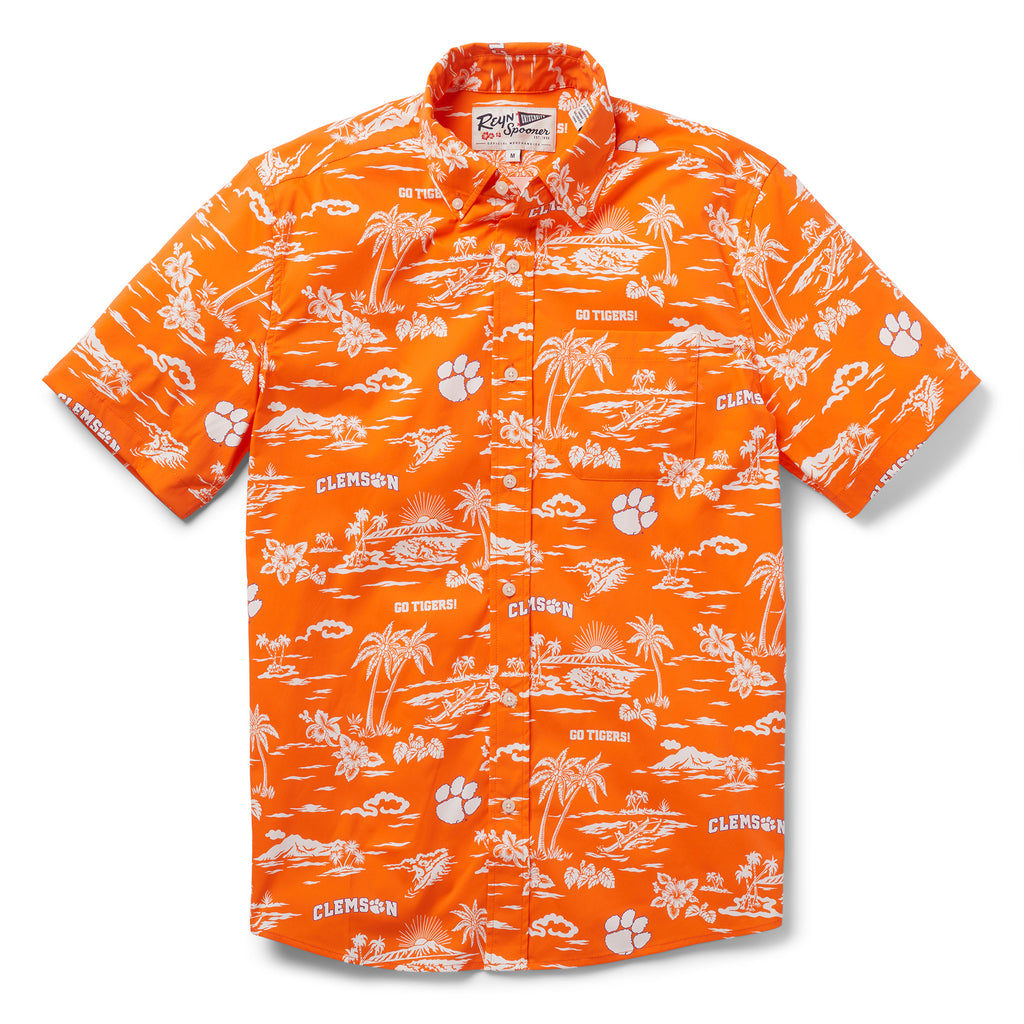 Reyn Spooner CLEMSON UNIVERSITY KEKAI PERFORMANCE BUTTON FRONT in ORANGE