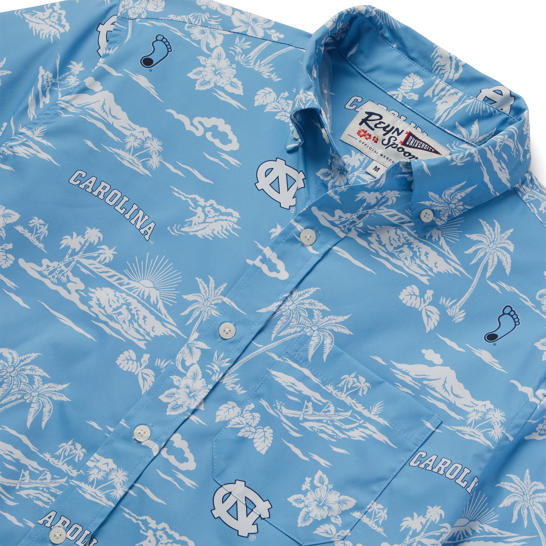 Reyn Spooner UNIVERSITY OF NORTH CAROLINA KEKAI PERFORMANCE BUTTON FRONT in LIGHT BLUE