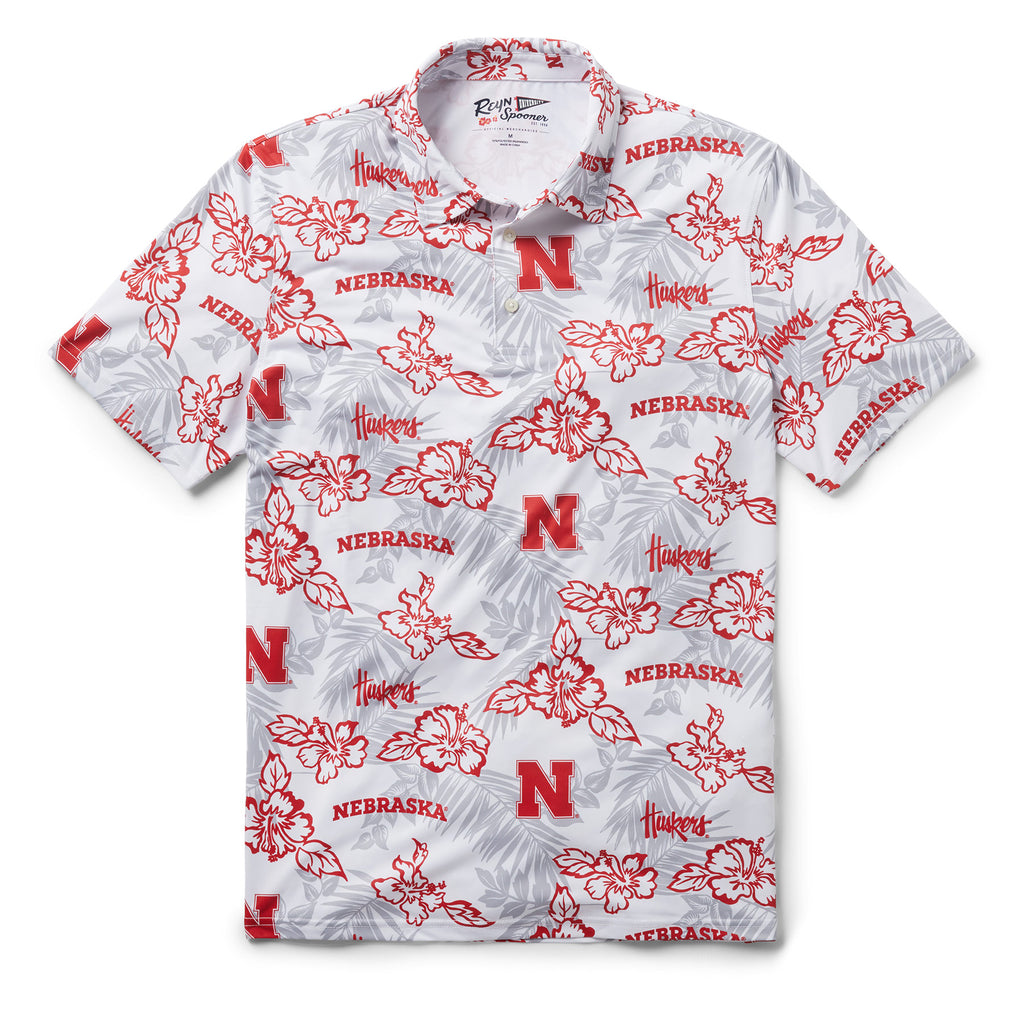 Reyn Spooner UNIVERSITY OF NEBRASKA PUA PERFORMANCE POLO in WHITE