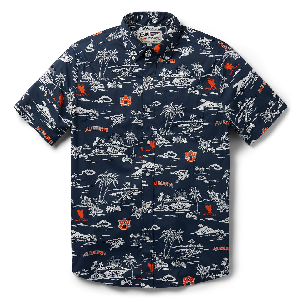 Reyn Spooner AUBURN UNIVERSITY KEKAI PERFORMANCE BUTTON FRONT in NAVY