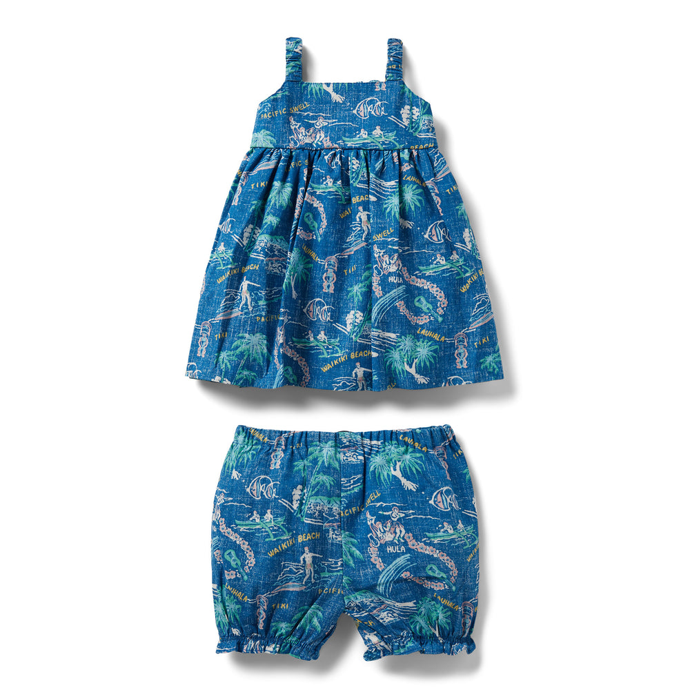 Reyn Spooner ONE FINE DAY TODDLER SUNDRESS SET in VALLARTA BLUE